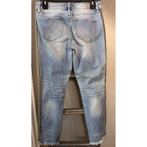 Dear John "Erin Slim Straight" Jeans Distressed Women’s Size 26 Striped Sides - Picture 2 of 12